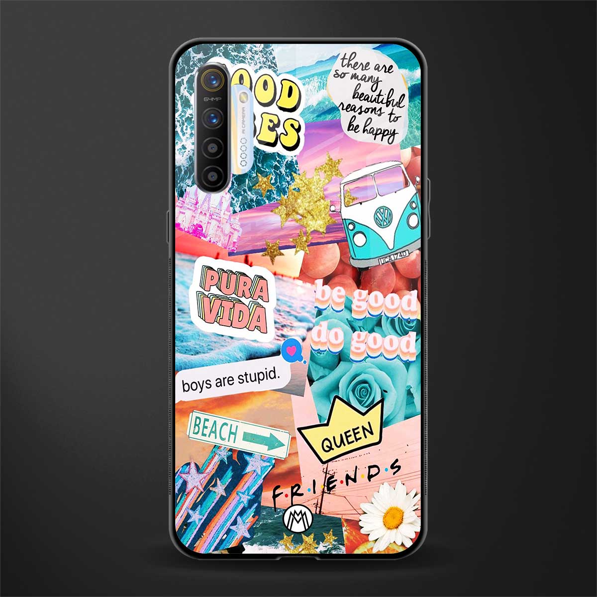 beach vibes collage glass case for realme xt image