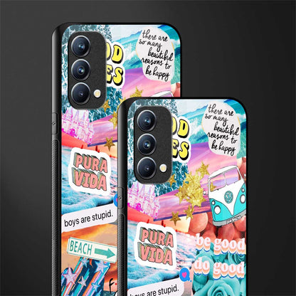 beach vibes collage glass case for oppo f19 image-2
