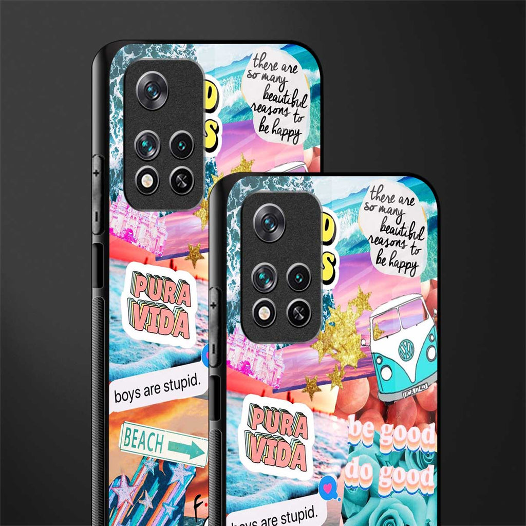 beach vibes collage glass case for poco m4 pro 5g image-2