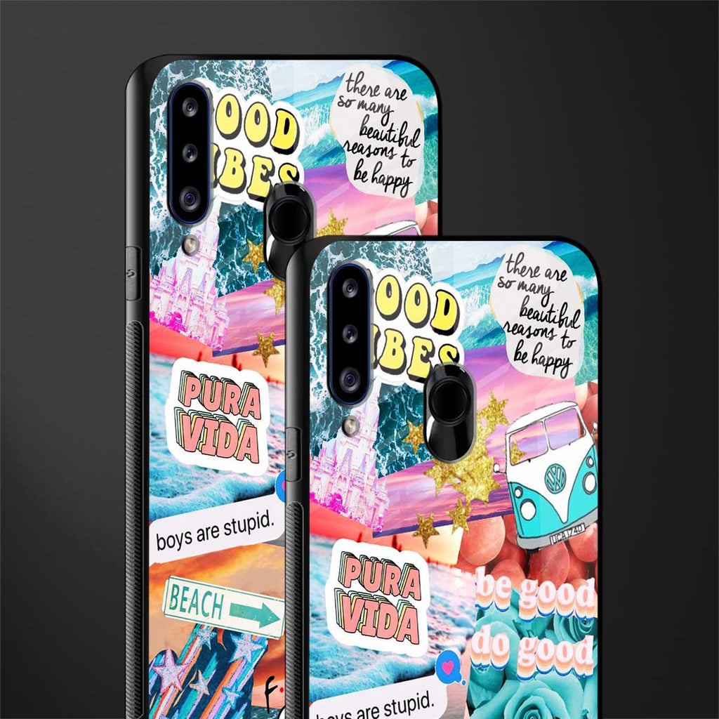 beach vibes collage glass case for samsung galaxy a20s image-2