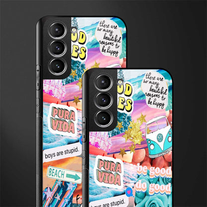 beach vibes collage glass case for samsung galaxy s22 5g image-2