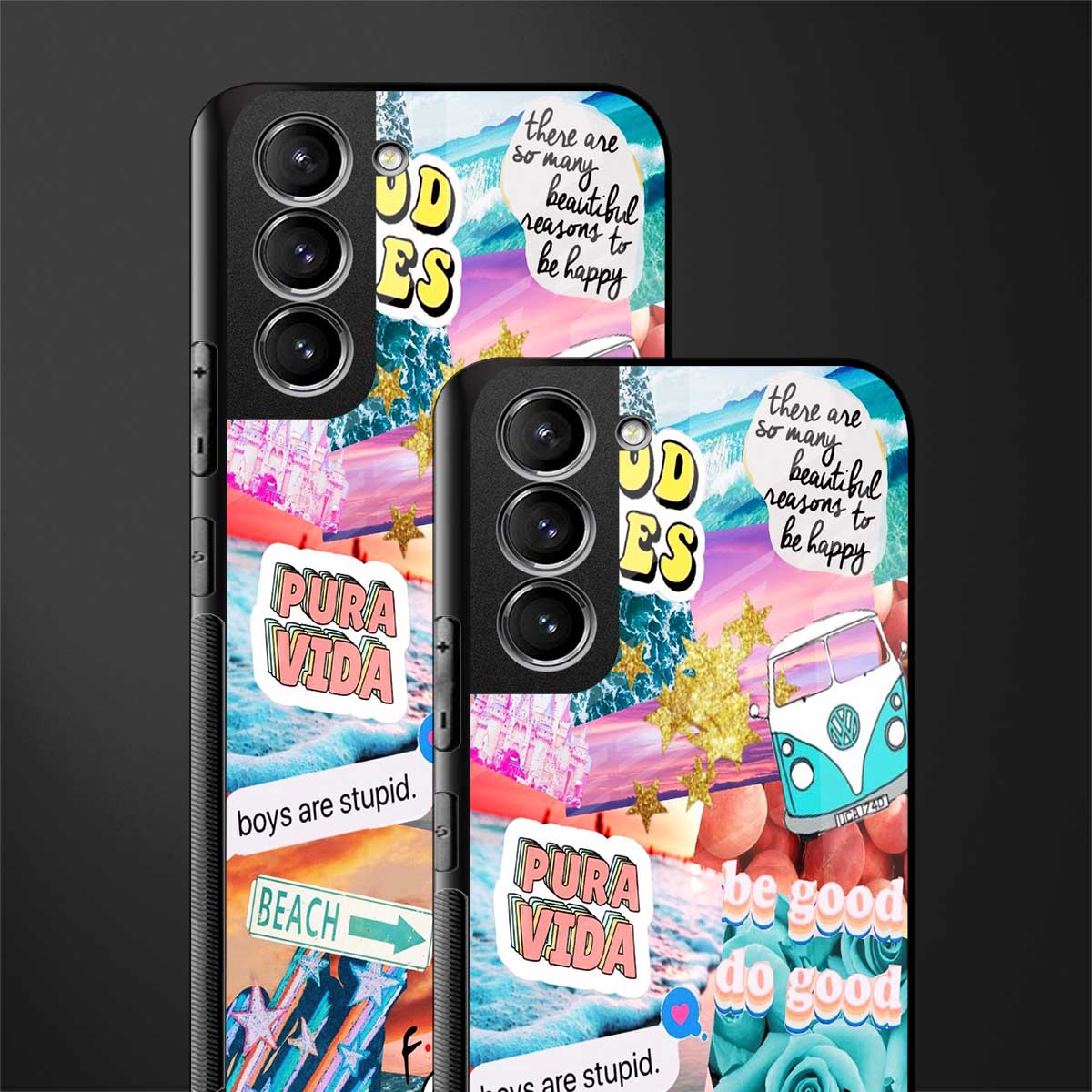 beach vibes collage glass case for samsung galaxy s21 fe 5g image-2