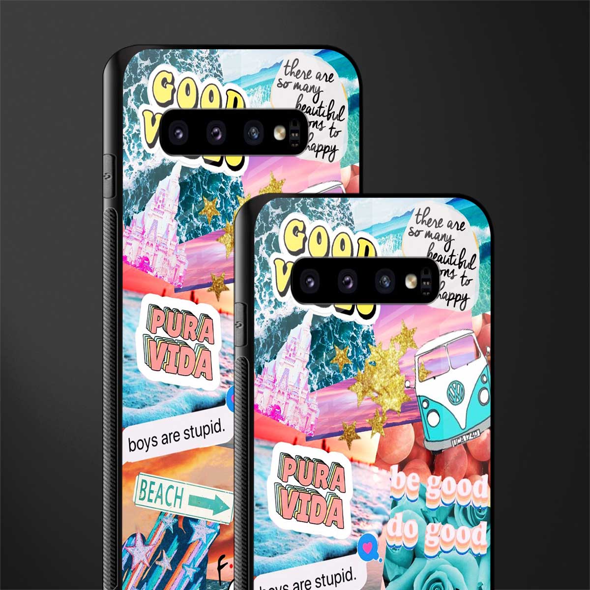 beach vibes collage glass case for samsung galaxy s10 plus image-2