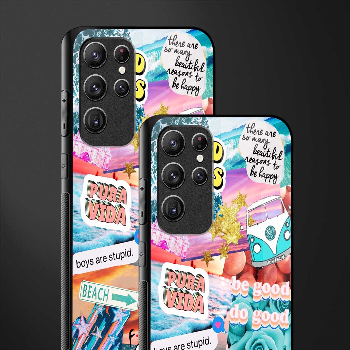beach vibes collage glass case for samsung galaxy s22 ultra 5g image-2