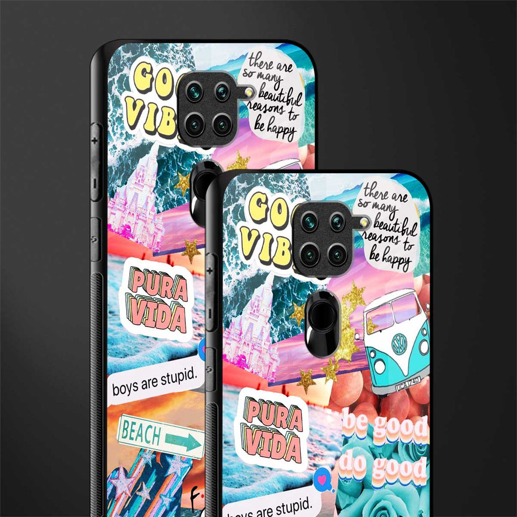 beach vibes collage glass case for redmi note 9 image-2