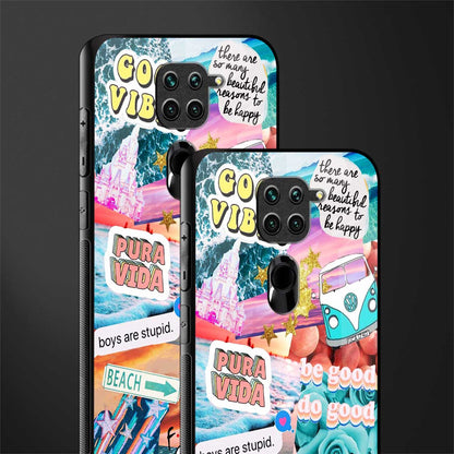 beach vibes collage glass case for redmi note 9 image-2