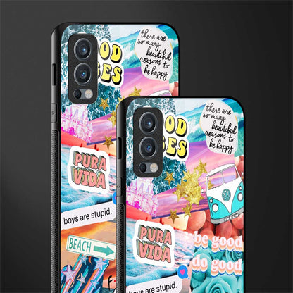 beach vibes collage glass case for oneplus nord 2 5g image-2