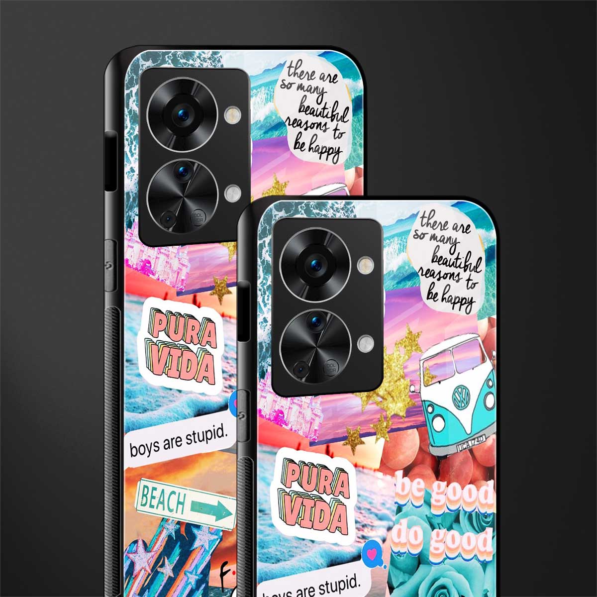 beach vibes collage glass case for phone case | glass case for oneplus nord 2t 5g