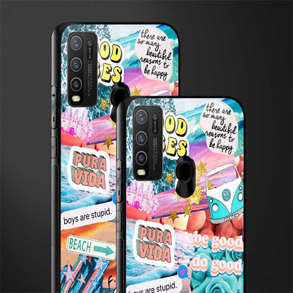 beach vibes collage glass case for vivo y50 image-2