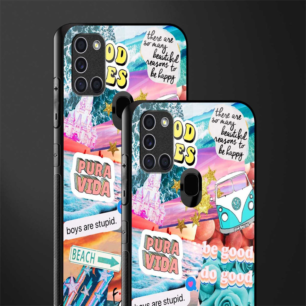beach vibes collage glass case for samsung galaxy a21s image-2