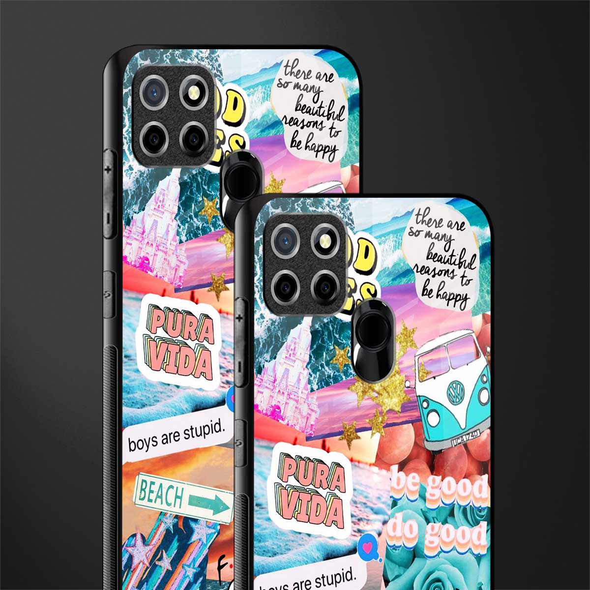 beach vibes collage glass case for realme narzo 30a image-2