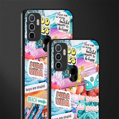 beach vibes collage glass case for oppo a53 image-2