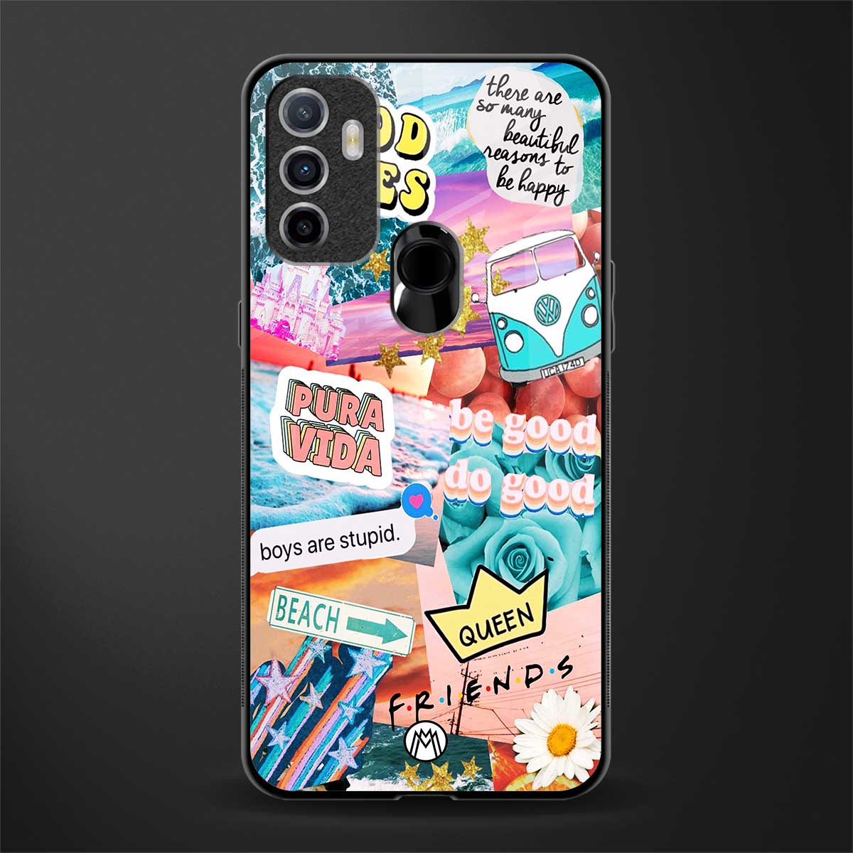 beach vibes collage glass case for oppo a53 image