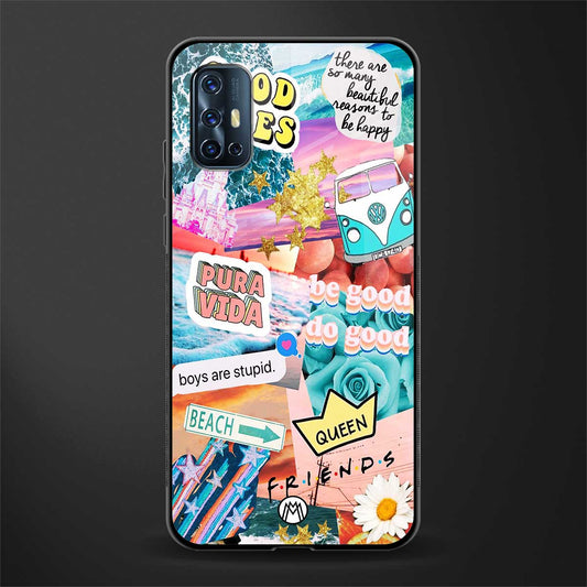 beach vibes collage glass case for vivo v17 image