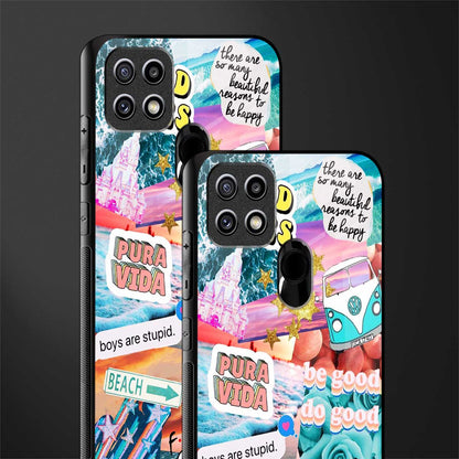 beach vibes collage glass case for oppo a15s image-2