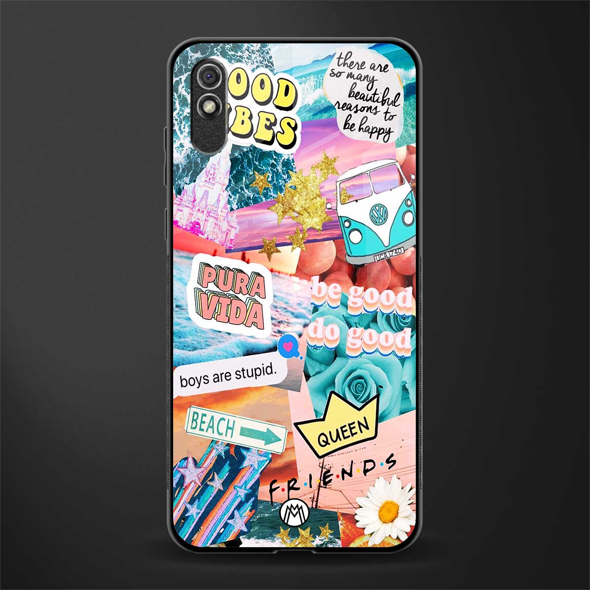 beach vibes collage glass case for redmi 9i image
