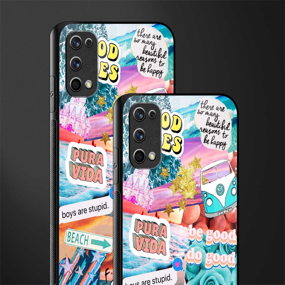 beach vibes collage glass case for realme 7 pro image-2