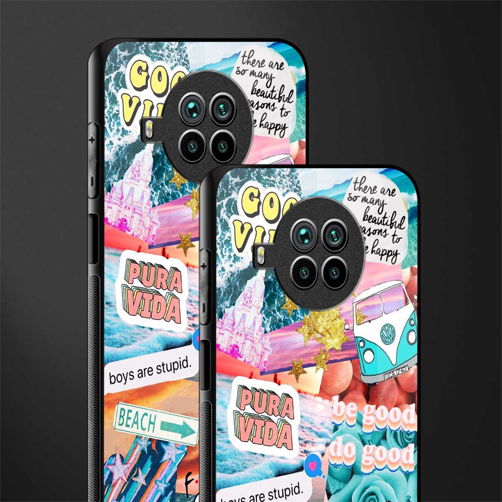 beach vibes collage glass case for mi 10i image-2
