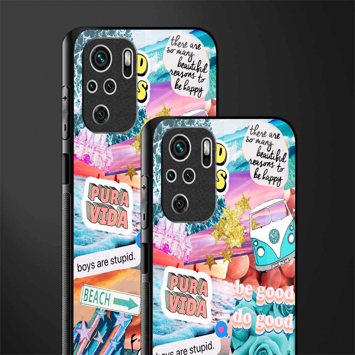 beach vibes collage glass case for redmi note 10 image-2