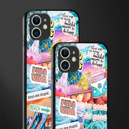 beach vibes collage glass case for iphone 12 image-2