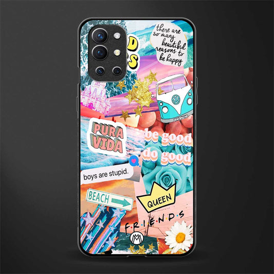 beach vibes collage glass case for oneplus 9r image