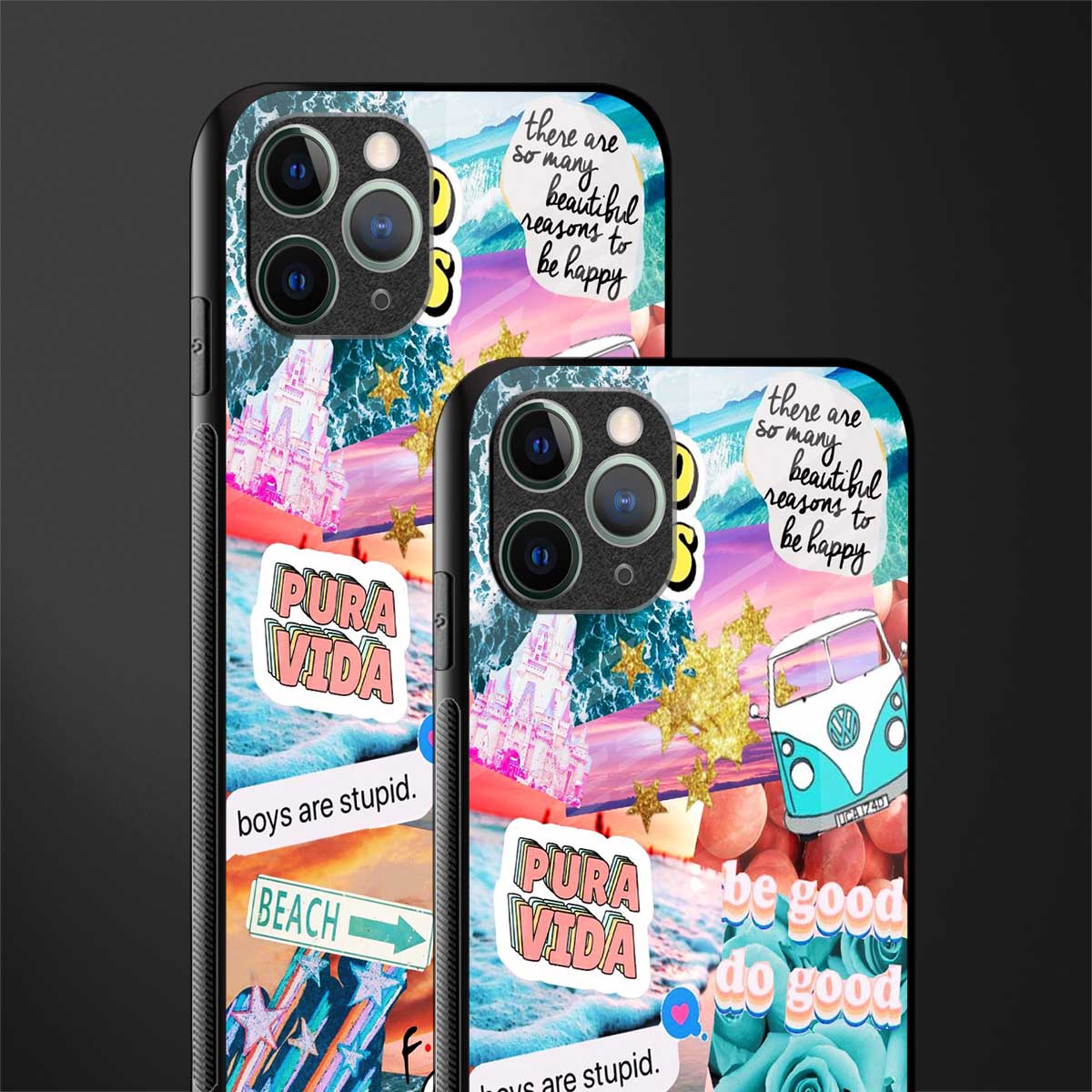 beach vibes collage glass case for iphone 11 pro max image-2