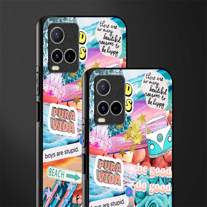 beach vibes collage glass case for vivo y33s vivo y33t image-2