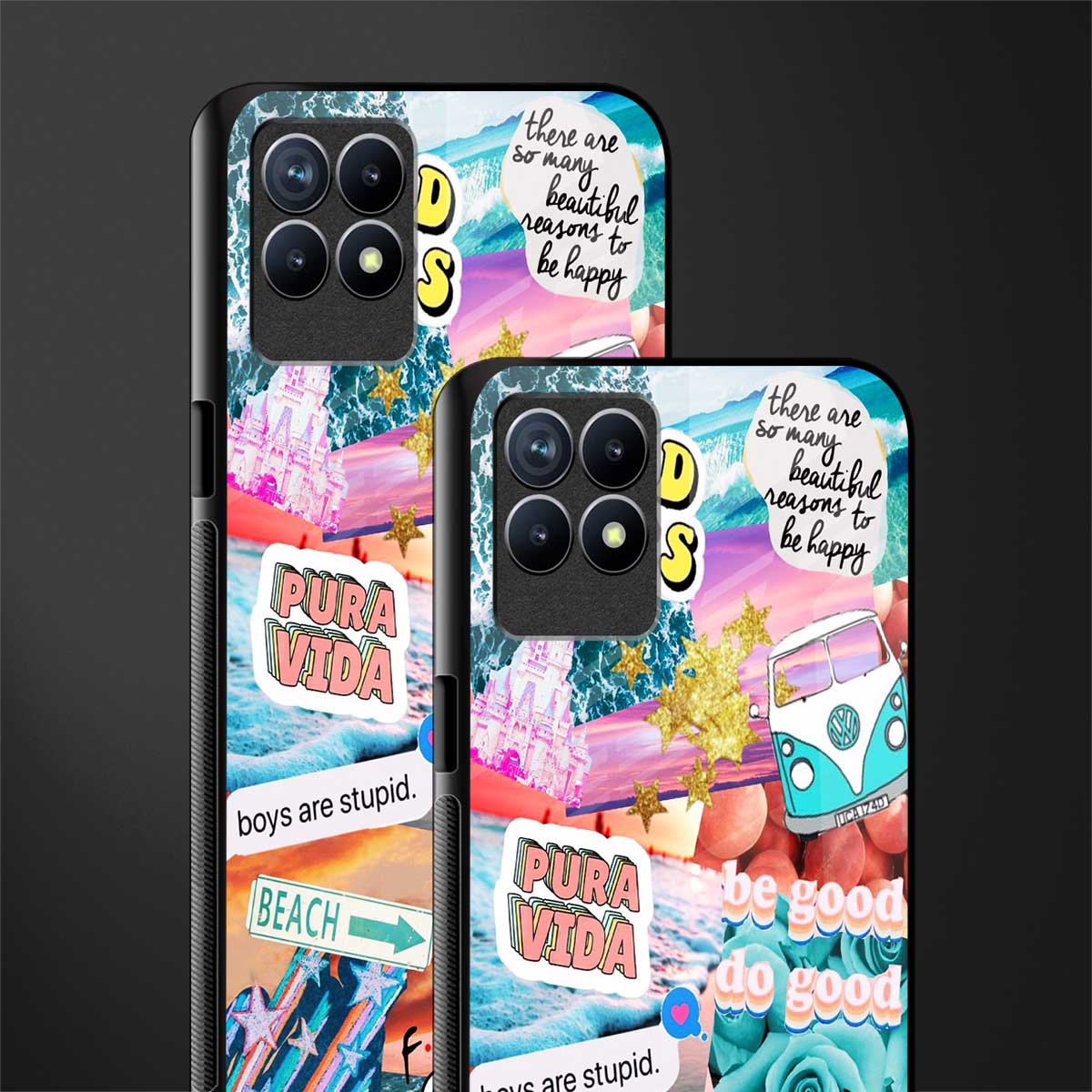 beach vibes collage glass case for realme narzo 50 image-2