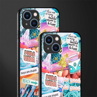 beach vibes collage glass case for iphone 13 image-2