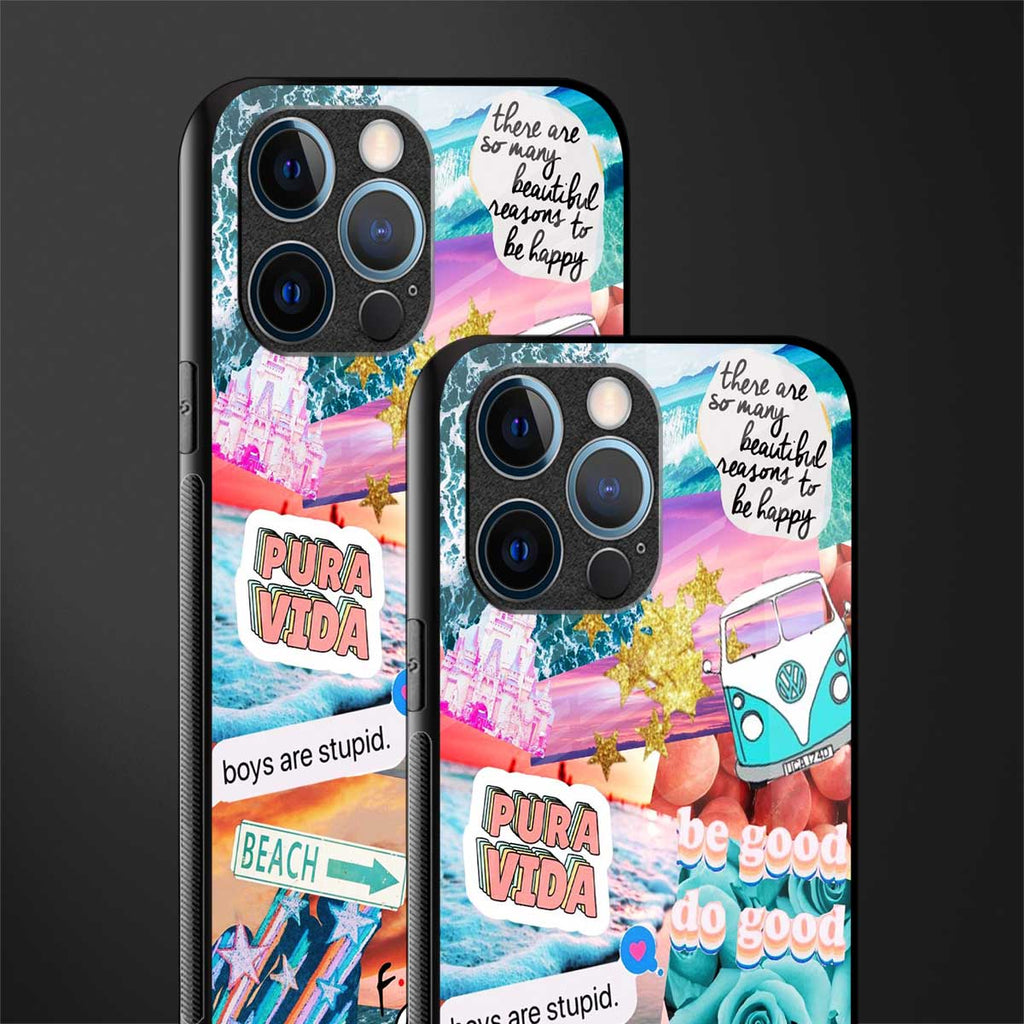 beach vibes collage glass case for iphone 12 pro image-2