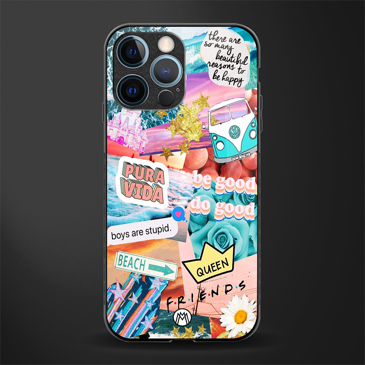 beach vibes collage glass case for iphone 12 pro image