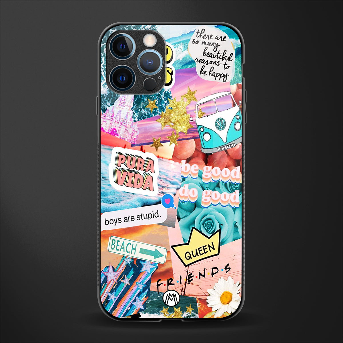 beach vibes collage glass case for iphone 12 pro max image