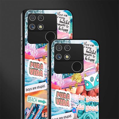 beach vibes collage back phone cover | glass case for realme narzo 50a