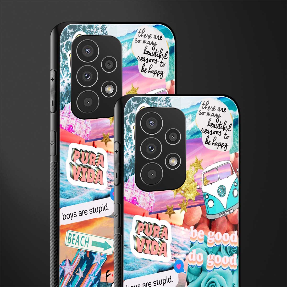 beach vibes collage back phone cover | glass case for samsung galaxy a53 5g