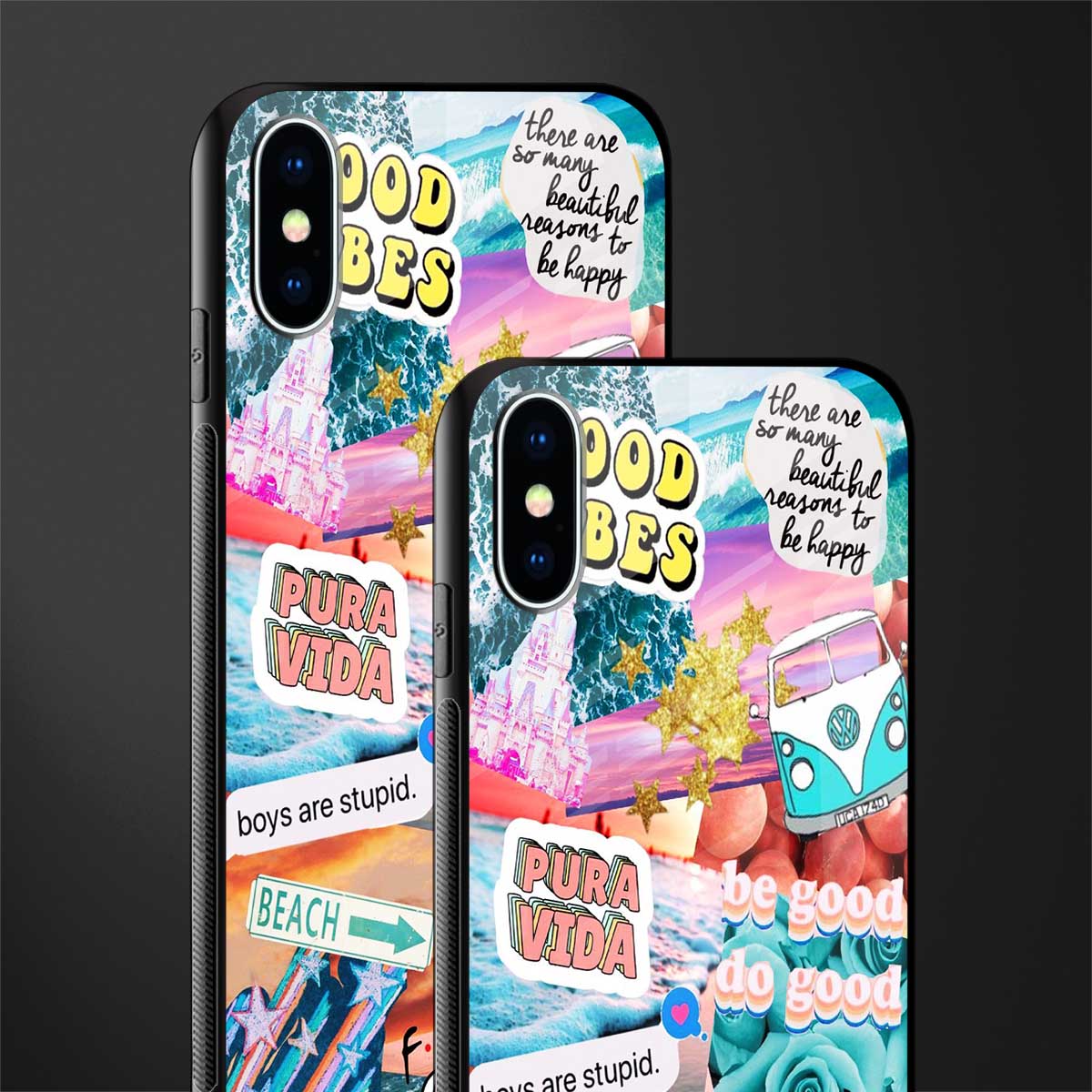 beach vibes collage glass case for iphone xs image-2