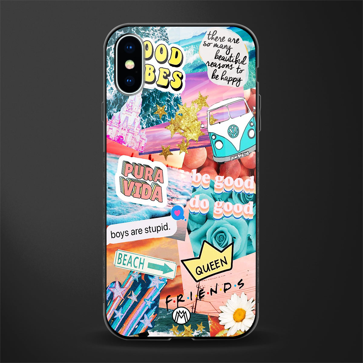 beach vibes collage glass case for iphone xs image