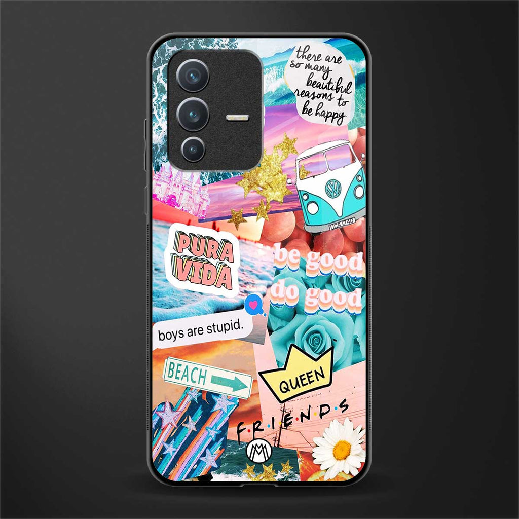 beach vibes collage glass case for vivo v23 5g image