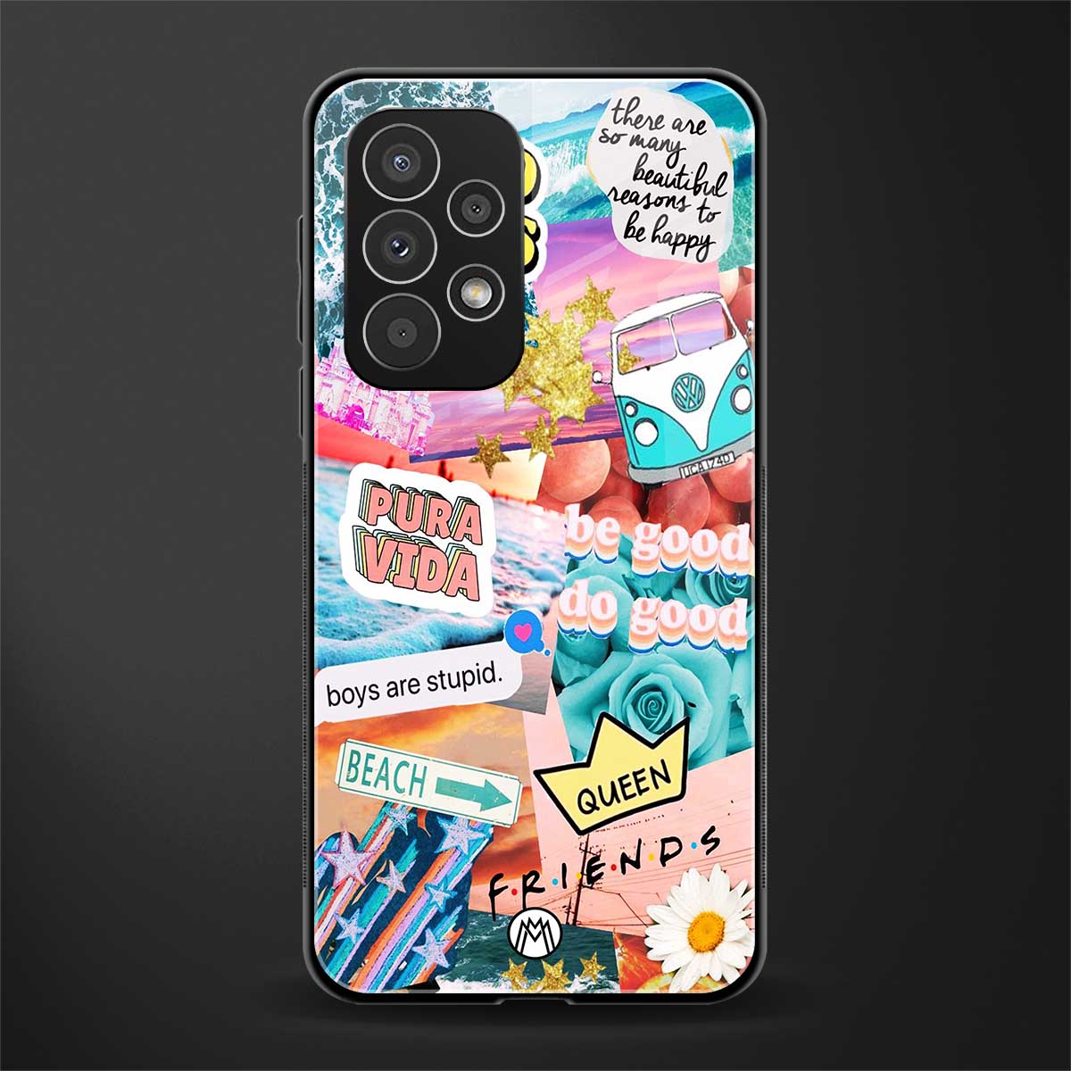 beach vibes collage back phone cover | glass case for samsung galaxy a73 5g