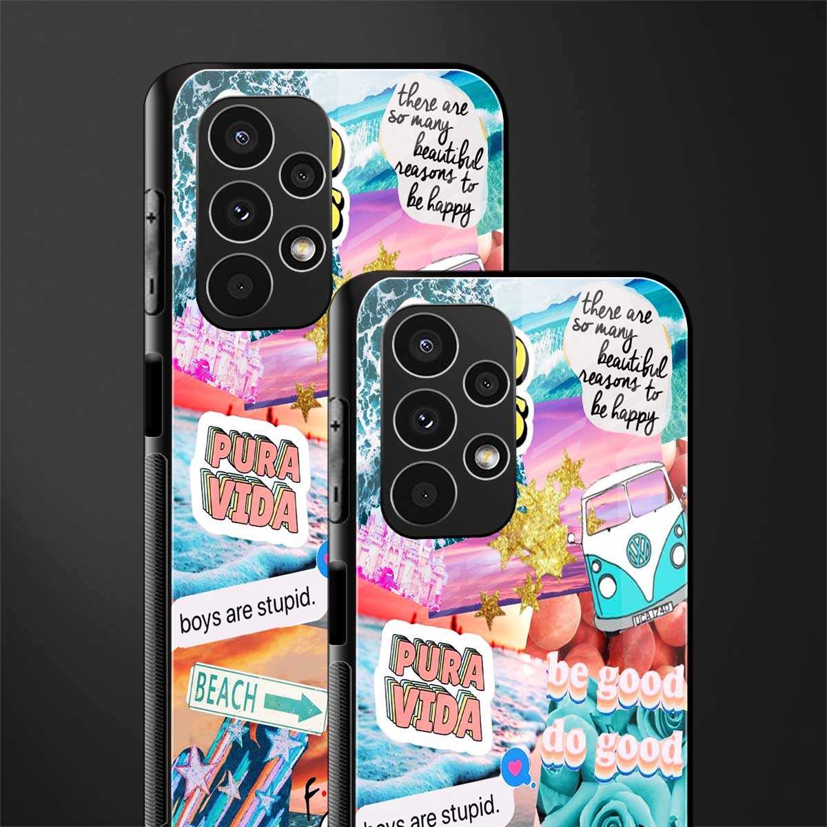 beach vibes collage back phone cover | glass case for samsung galaxy a13 4g