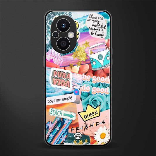 beach vibes collage back phone cover | glass case for oppo f21 pro 5g
