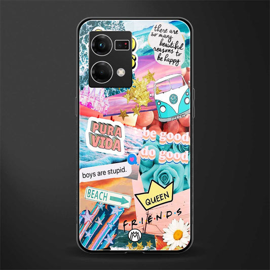 beach vibes collage back phone cover | glass case for oppo f21 pro 4g