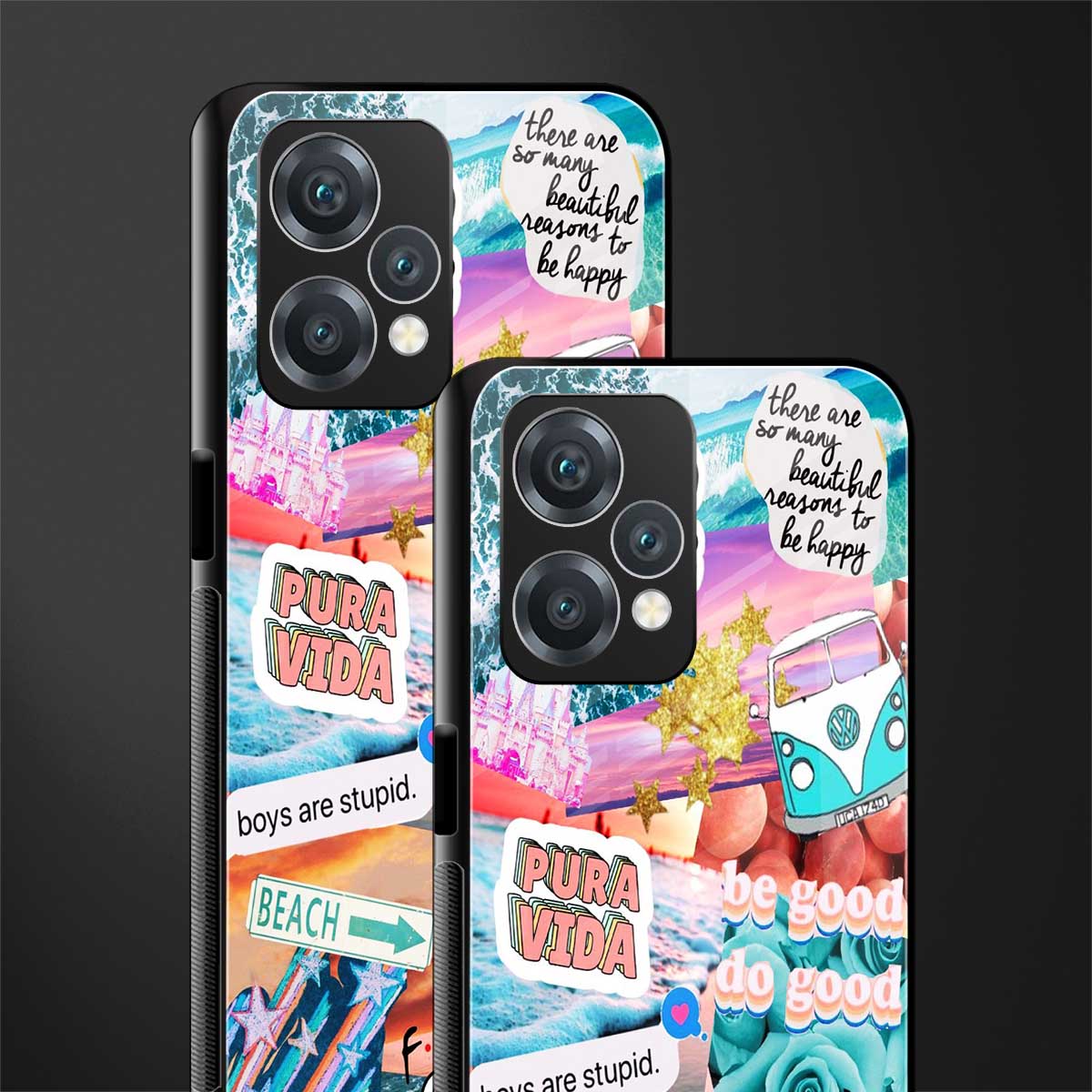 beach vibes collage back phone cover | glass case for oneplus nord ce 2 lite 5g