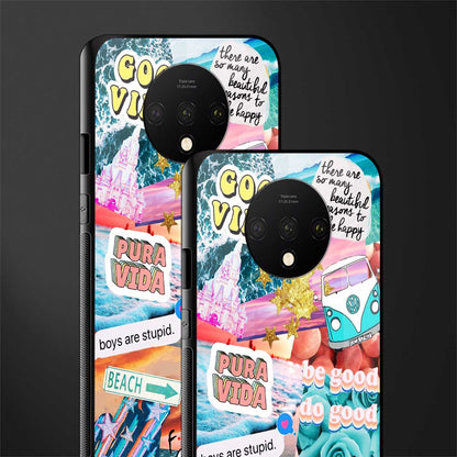 beach vibes collage glass case for oneplus 7t image-2