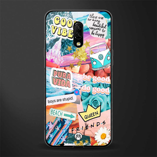 beach vibes collage glass case for oneplus 7 image