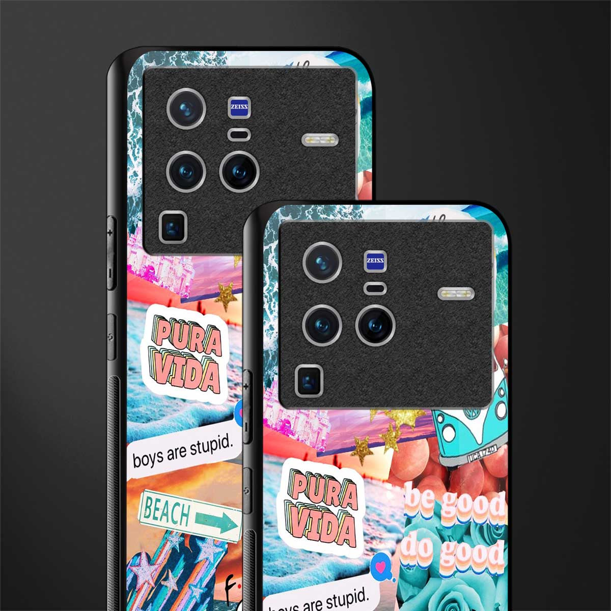 beach vibes collage glass case for vivo x80 pro 5g image-2