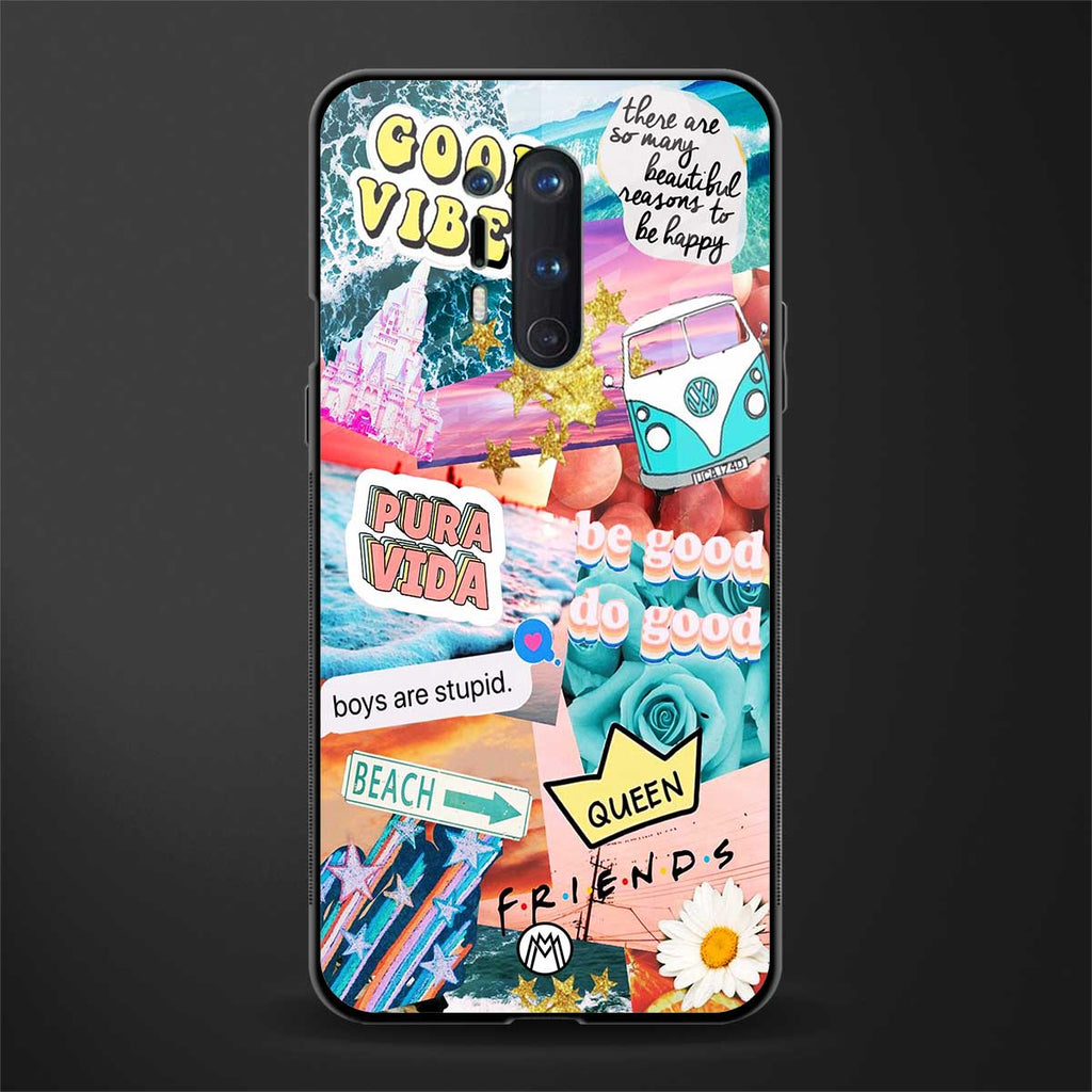 beach vibes collage glass case for oneplus 8 pro image