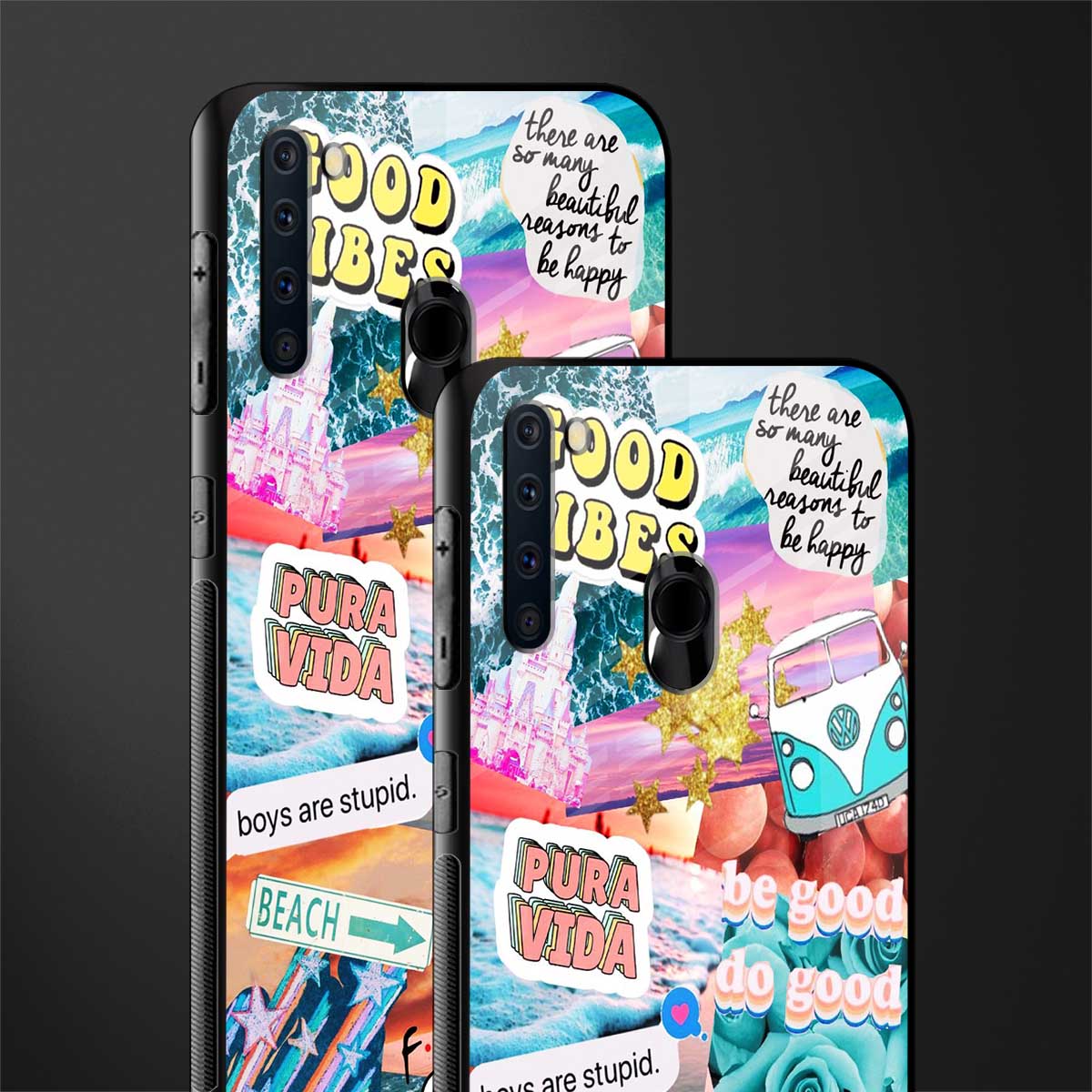 beach vibes collage glass case for samsung a21 image-2