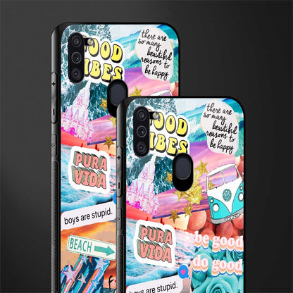 beach vibes collage glass case for samsung a11 image-2