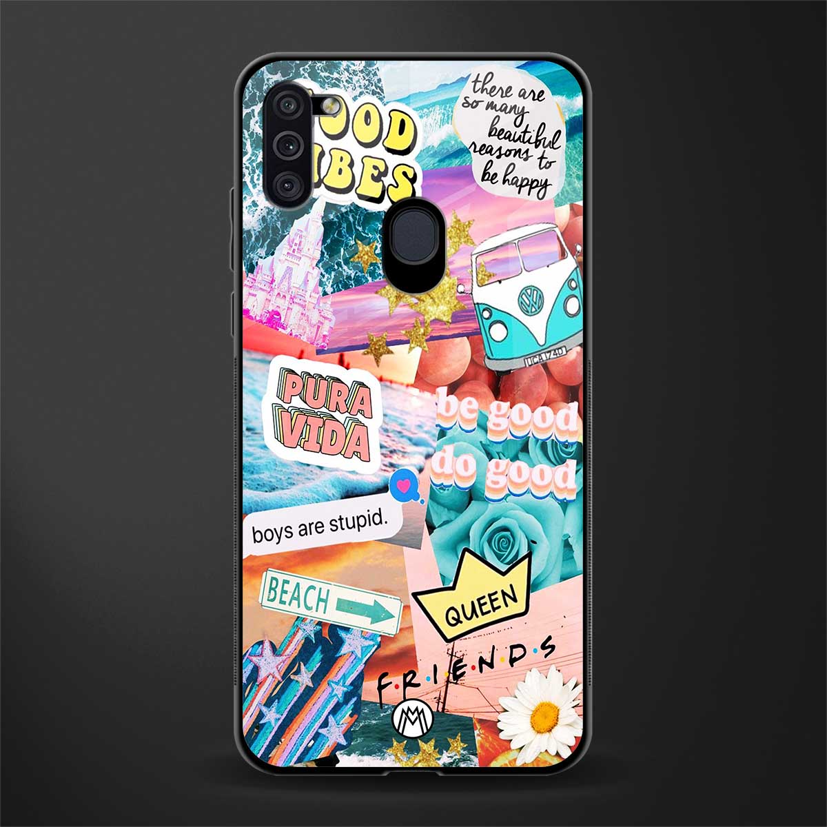 beach vibes collage glass case for samsung a11 image