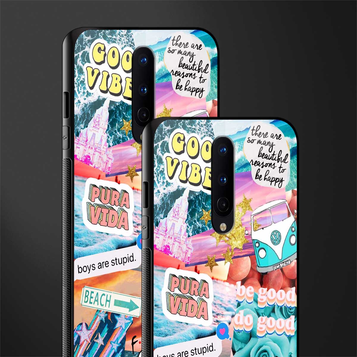beach vibes collage glass case for oneplus 8 image-2